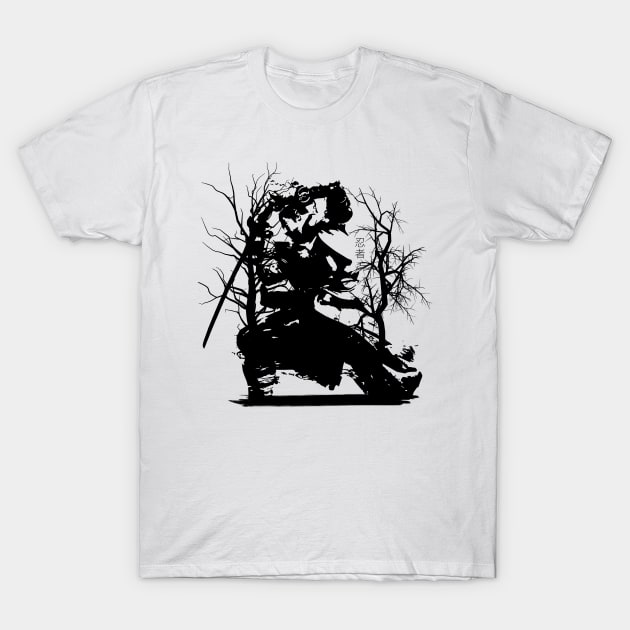 Ninja Art - Black T-Shirt by Scailaret